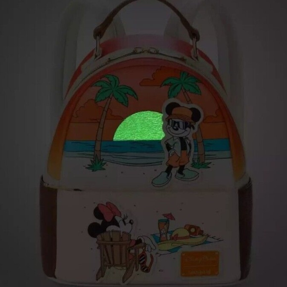2024 Disney Parks Loungefly Mickey Minnie Summer At The Beach Mini Backpack NEW - Picture 2 of 4